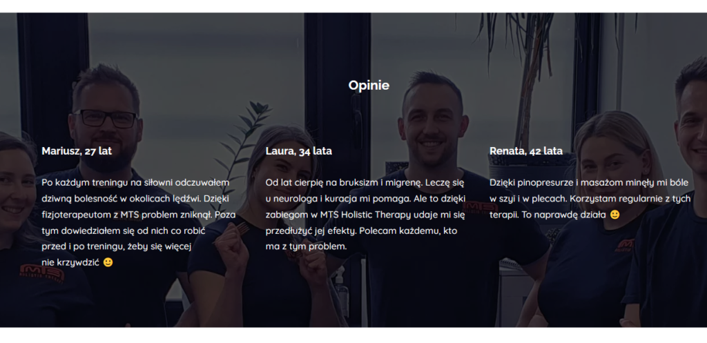 opinie na stronie głównej