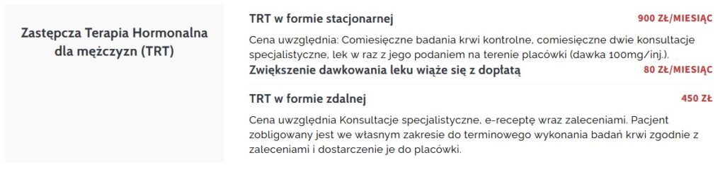 ceny usług medycznych